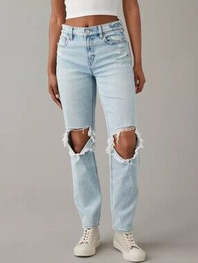American Eagle Stretch Super High Waisted Ankle Straight Jeans